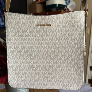 Michael Kors Gold Beige Monogram Crossbody Bag
